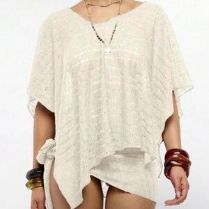 Crop Beige Knitted Beach Cover Up